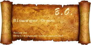 Biswanger Ormos névjegykártya